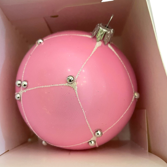 Pink Beaded Christmas Ornaments Handmade In Poland Set of 4 New - Picture 5 of 12